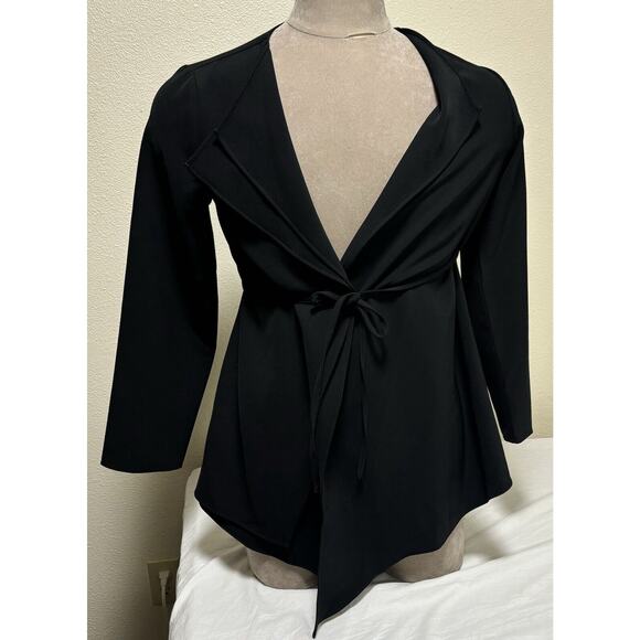 Chico's Size 0 (S) Drape Tie Front Jacket Black Whimsigoth Dark Fairycore sleek - Picture 1 of 10